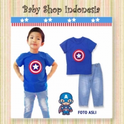 LU483 Baju Anak Captain Amerika Setelan Baju Anak Import Celana Softjeans Anak  large